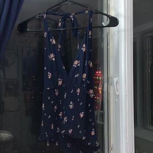 Blue floral halter top